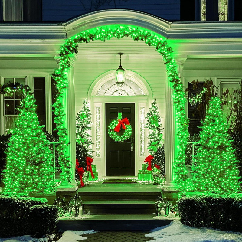 Green string lights outdoor top